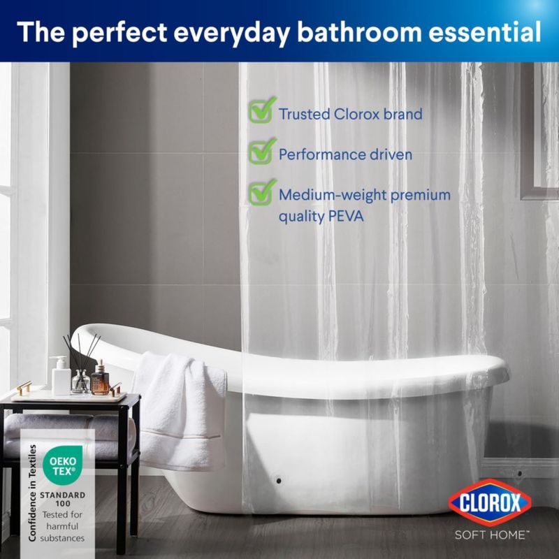 Forro de ducha Clorox 183 cm x 213 cm Transparente 1 unidad PEVA