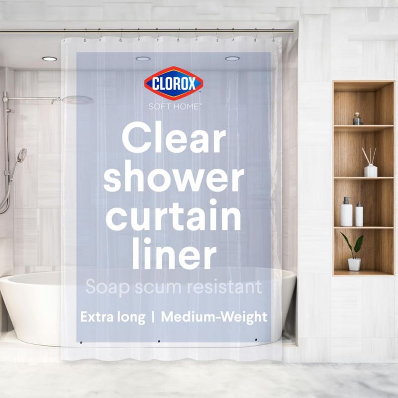 Forro de ducha Clorox 183 cm x 213 cm Transparente 1 unidad PEVA