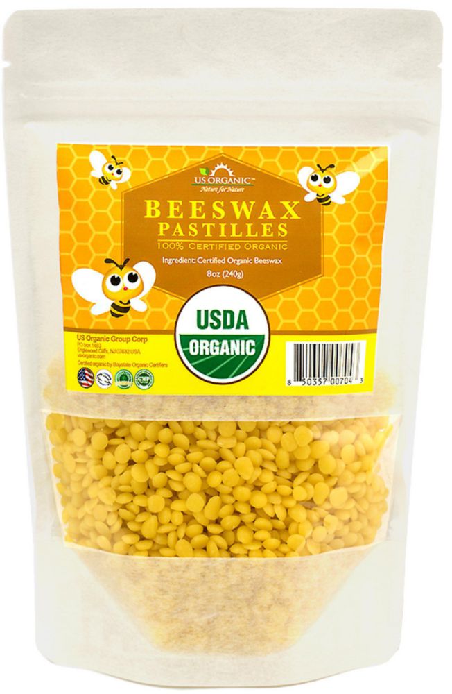 Cera de abejas orgánica EE. UU. 240 g (8 oz) pastillas amarillas