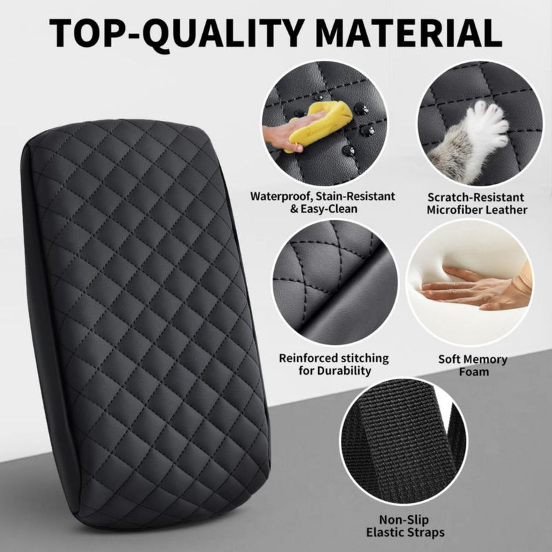 Cubierta de reposabrazos Asgohme para Toyota 4Runner 2010‑2024 cuero negro