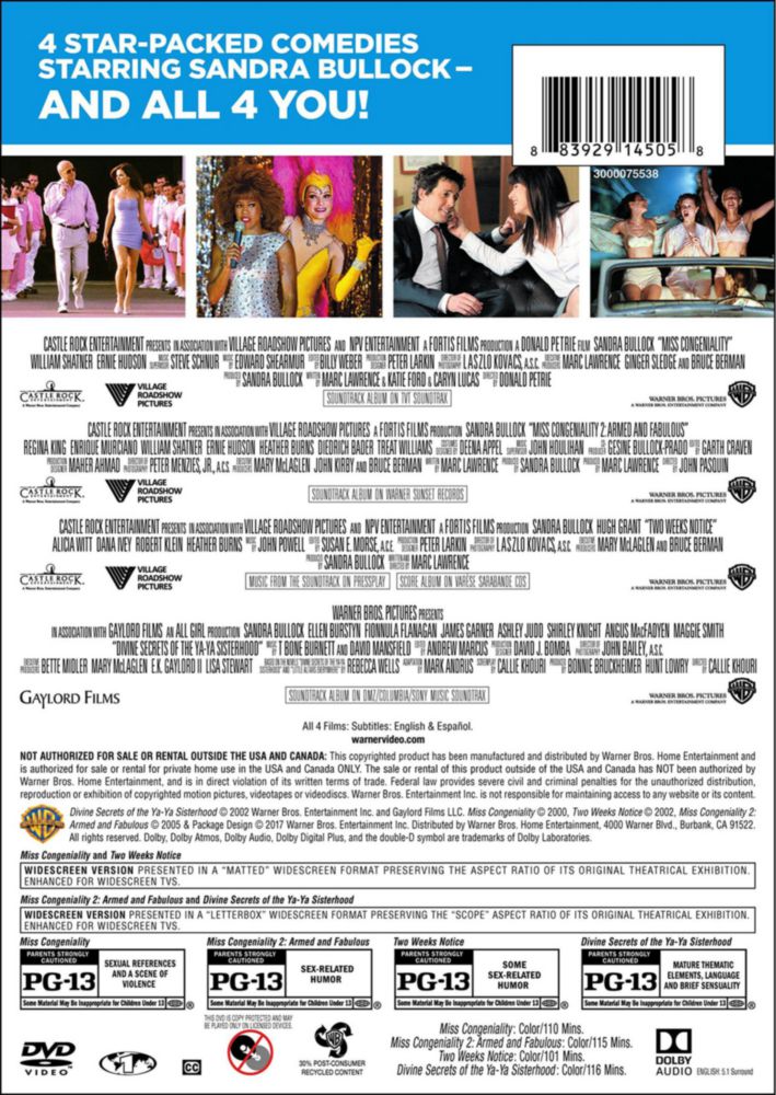 Colección Warner Bros – 4 películas favoritas de Sandra Bullock