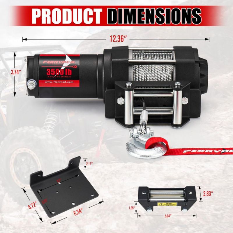 Cabrestante FIERYRED 3500 lbs 12 V inalámbrico e impermeable