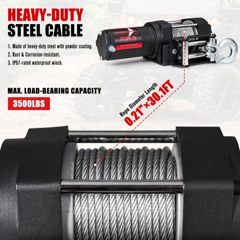 Cabrestante FIERYRED 3500 lbs 12 V inalámbrico e impermeable