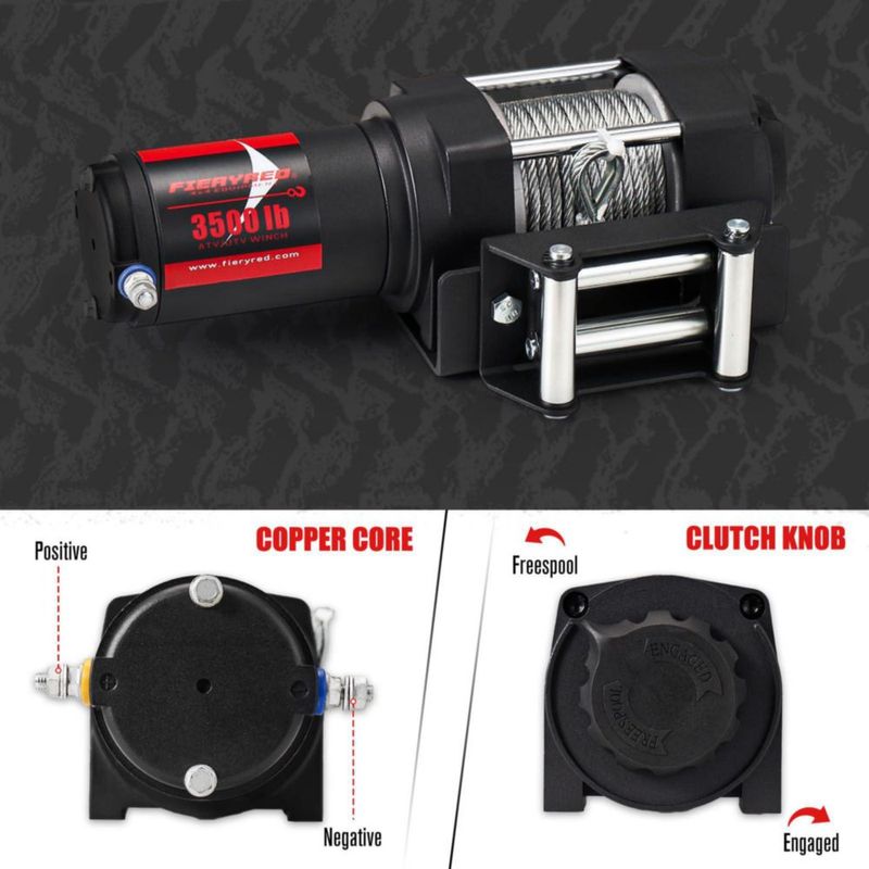 Cabrestante FIERYRED 3500 lbs 12 V inalámbrico e impermeable