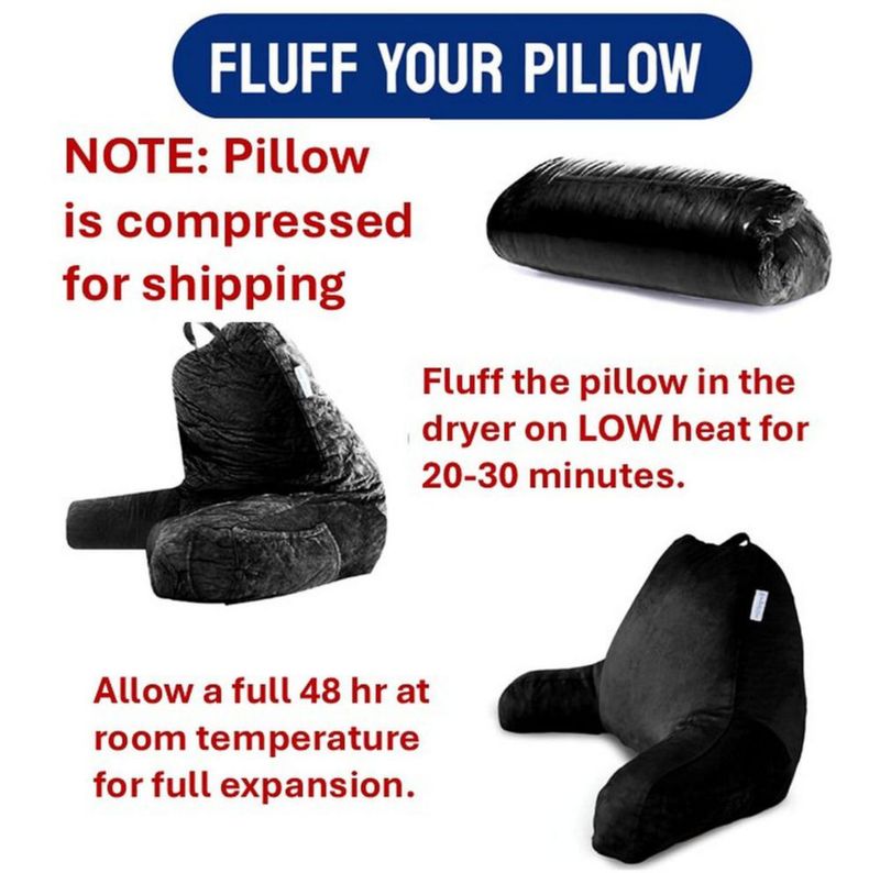 Almohada de Lectura ComfortSpa Grande Negra con Bolsillos para Brazos