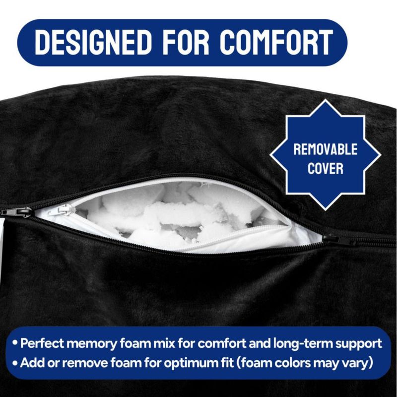 Almohada de Lectura ComfortSpa Grande Negra con Bolsillos para Brazos