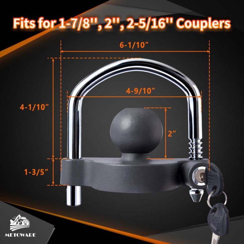 Candado para acoplador METOWARE 1-7/8" 2" 2-5/16" gris