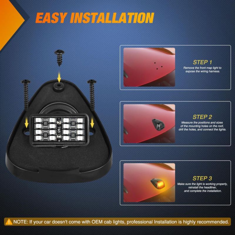 Luz de Marcador de Cabina Nilight 16 LED con Lente Ahumada para Ford
