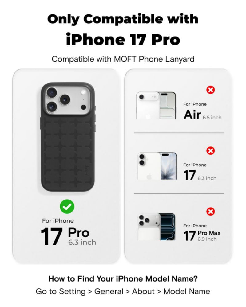 Funda MOFT para iPhone 17 Pro de cuero vegano MagSafe en negro jet
