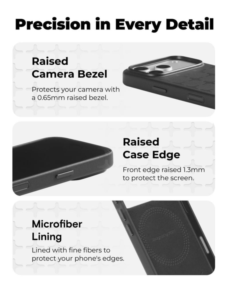 Funda MOFT para iPhone 17 Pro de cuero vegano MagSafe en negro jet