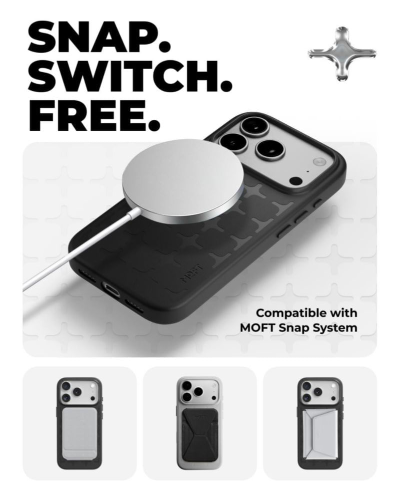 Funda MOFT para iPhone 17 Pro de cuero vegano MagSafe en negro jet