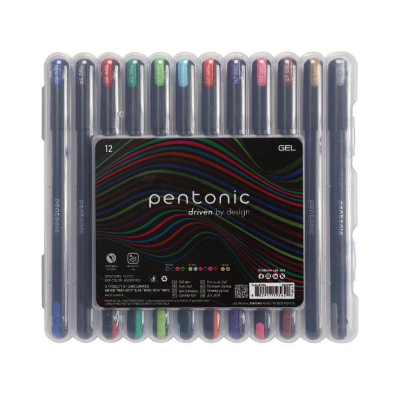 Bolígrafos de gel Pentonic 12 unidades surtidos 0.6/0.7/1.0 mm