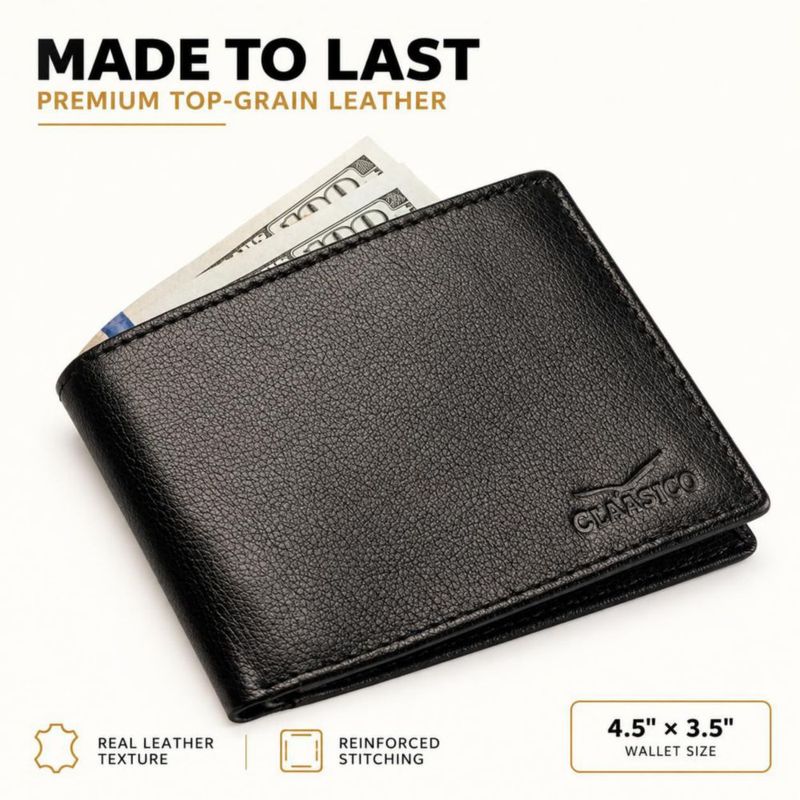 Billetera Claasico 9 cm x 11 cm con bloqueo RFID y ventana de identificación