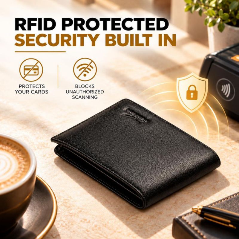 Billetera Claasico 9 cm x 11 cm con bloqueo RFID y ventana de identificación