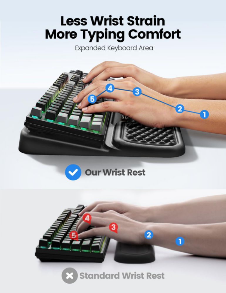 Reposamuñeca Vaydeer XL para Teclado - Almohadilla Ergonómica