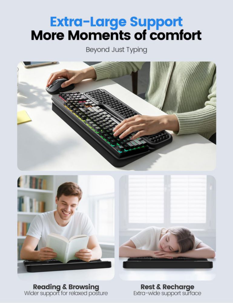 Reposamuñeca Vaydeer XL para Teclado - Almohadilla Ergonómica