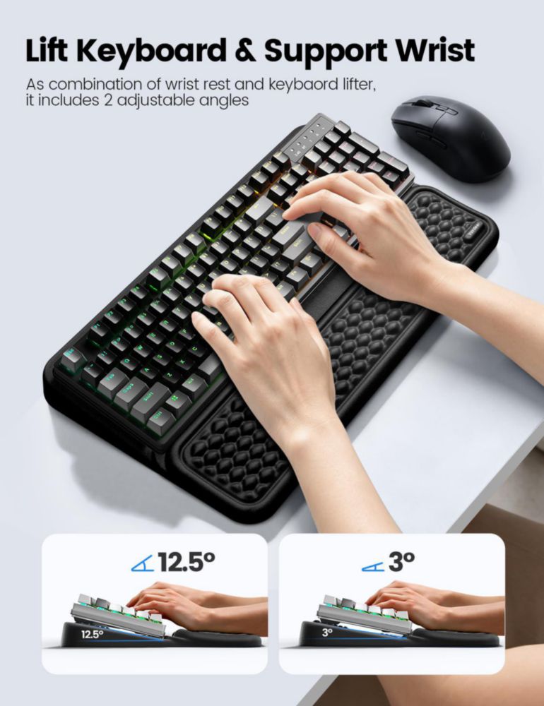 Reposamuñeca Vaydeer XL para Teclado - Almohadilla Ergonómica
