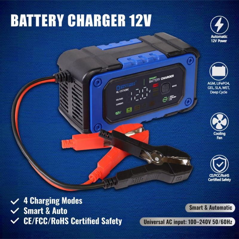 Cargador Inteligente de Baterías Mighty Max 12V 7A con Modo de Reparación