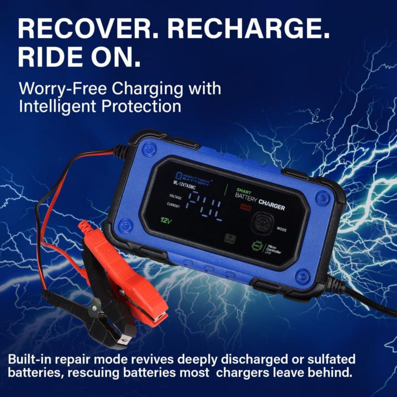 Cargador Inteligente de Baterías Mighty Max 12V 7A con Modo de Reparación