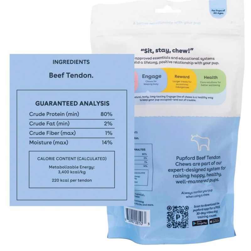 Masticables de Tendón de Res Pupford para Perros (5 unidades)