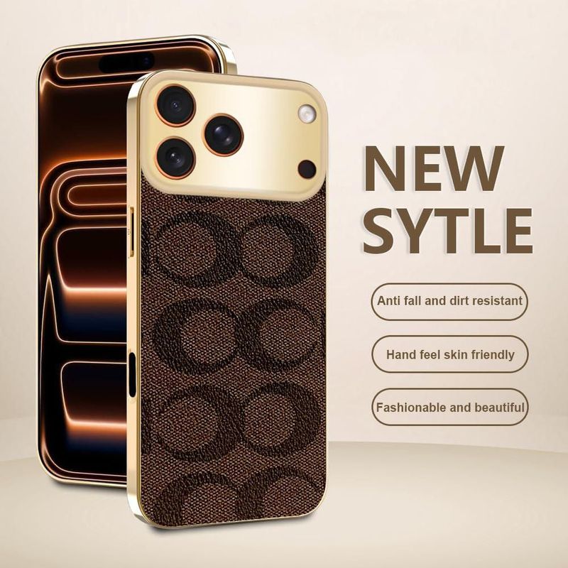 Funda Sriyso para iPhone 14 Pro Max de Cuero PU Dorado
