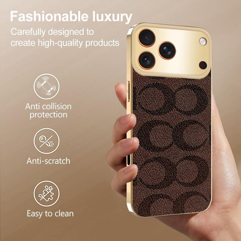 Funda Sriyso para iPhone 14 Pro Max de Cuero PU Dorado