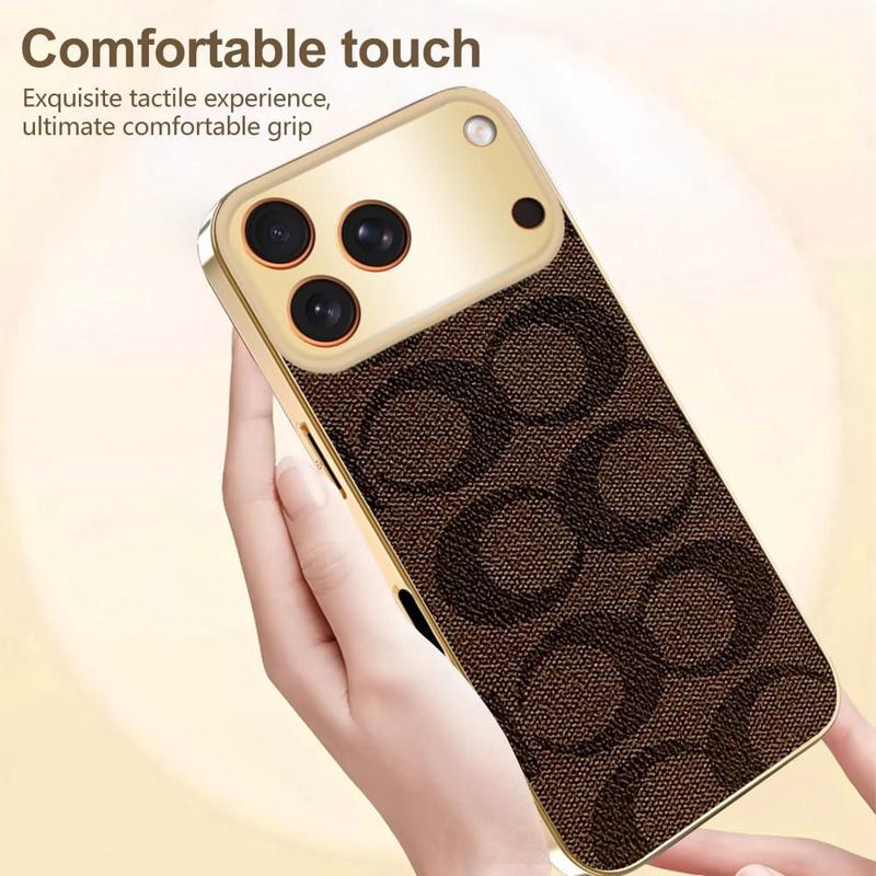 Funda Sriyso para iPhone 14 Pro Max de Cuero PU Dorado