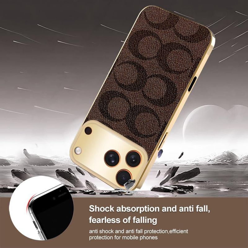 Funda Sriyso para iPhone 14 Pro Max de Cuero PU Dorado