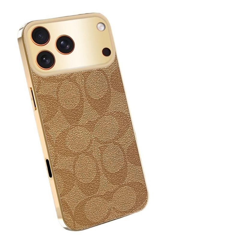 Funda Sriyso para iPhone 14 Pro Max de Cuero PU Dorado