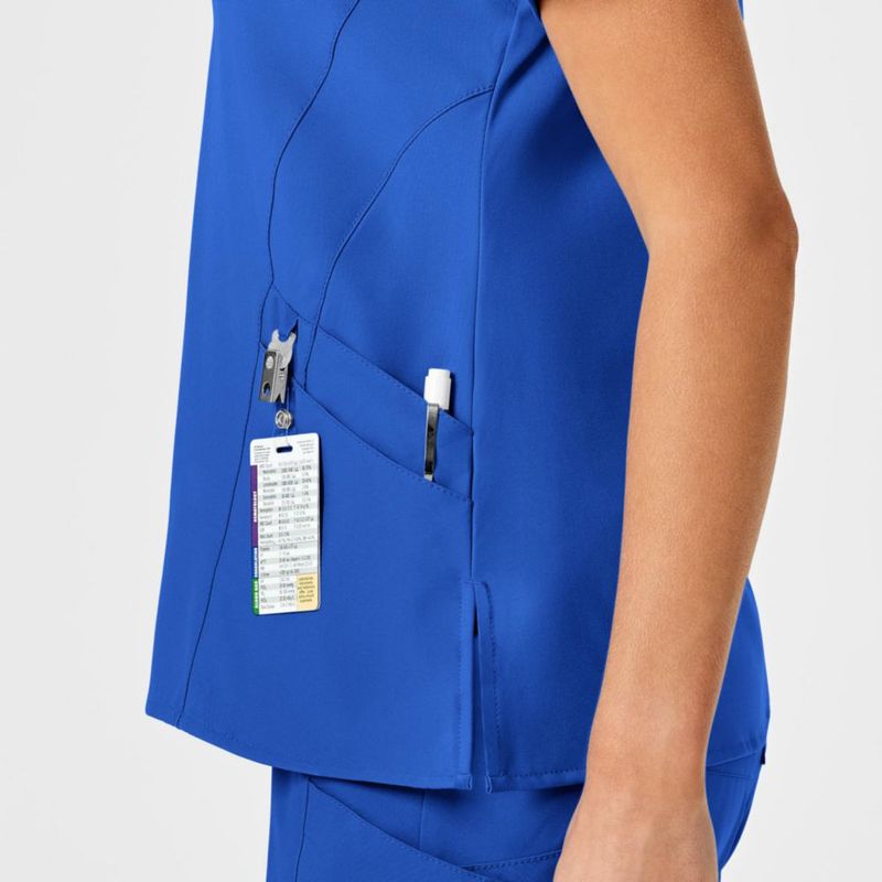 Top de Scrubs Mujer WINK W123 Cuello en V Azul Royal 4X
