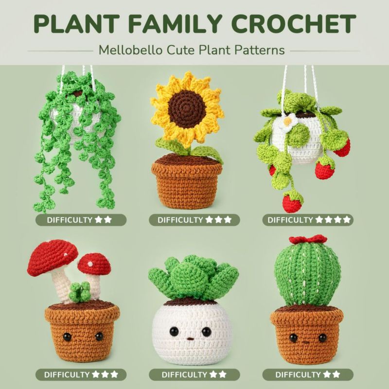 Kit de crochet mellobello 6 piezas para principiantes – Plantas