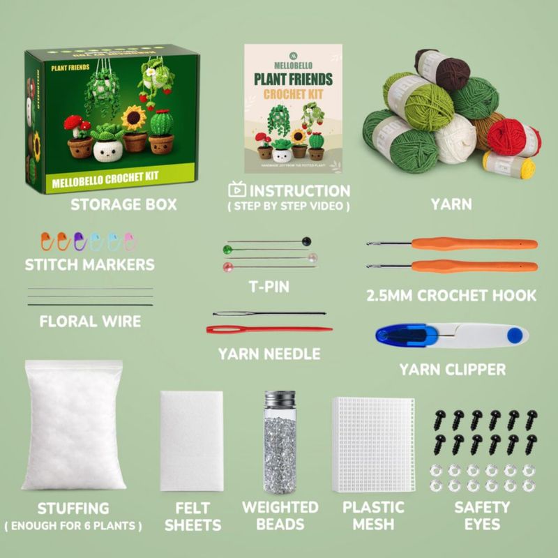 Kit de crochet mellobello 6 piezas para principiantes – Plantas