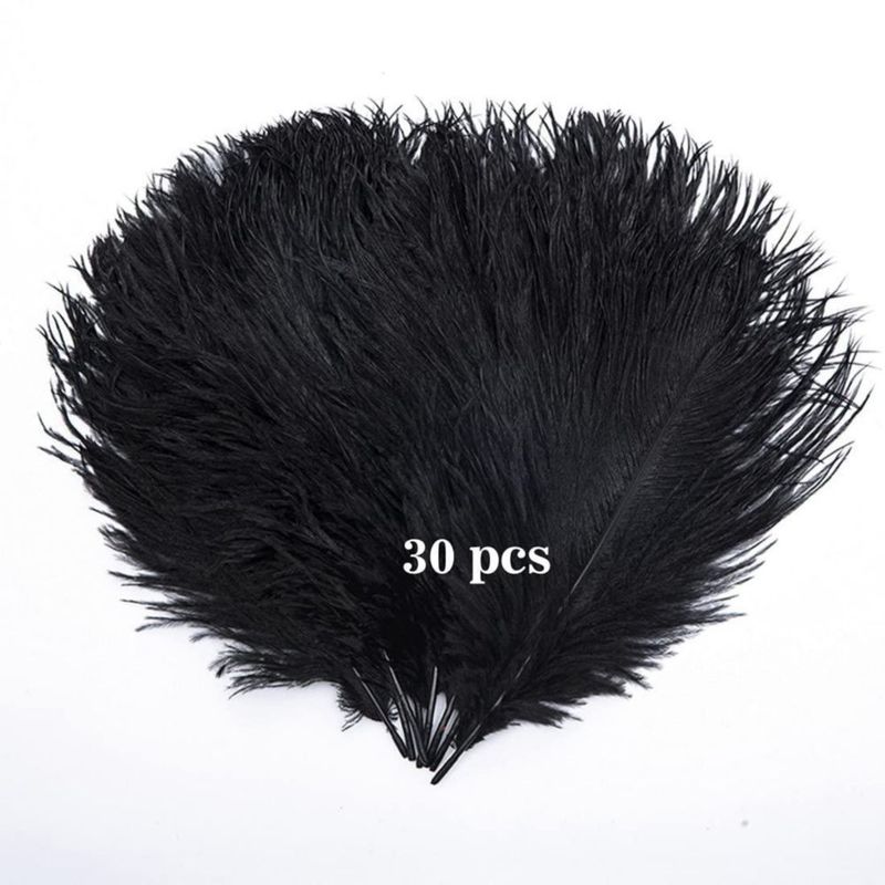 Plumas de avestruz HOLLOSPORT 30 piezas 25‑30 cm negras