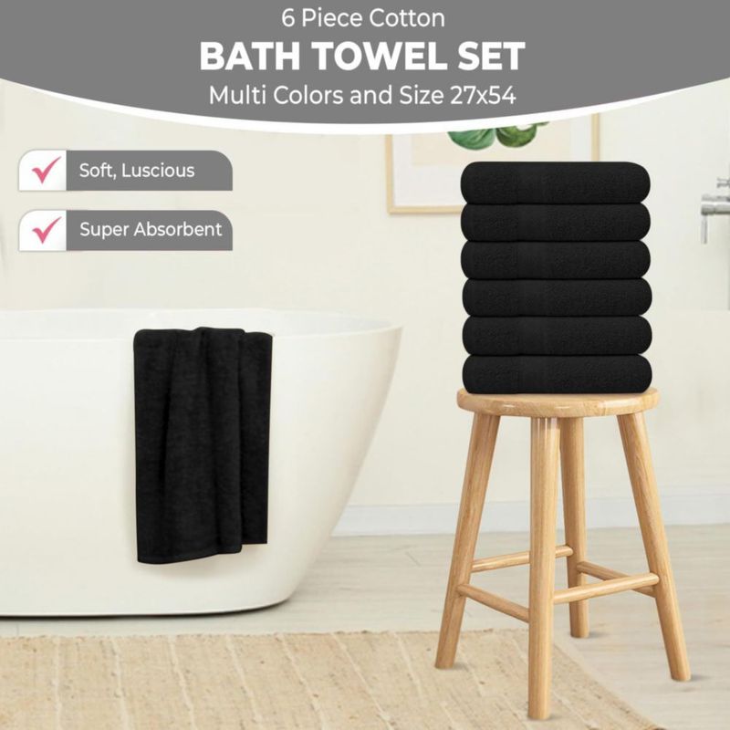 Juego de 6 toallas KAHAF COLLECTION 68 × 137 cm negro