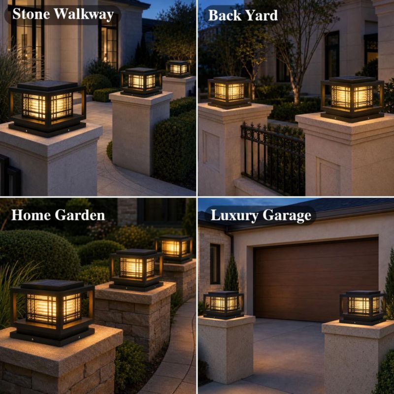 Luz de Columna Solar WENZIFI para Exterior Impermeable IP65