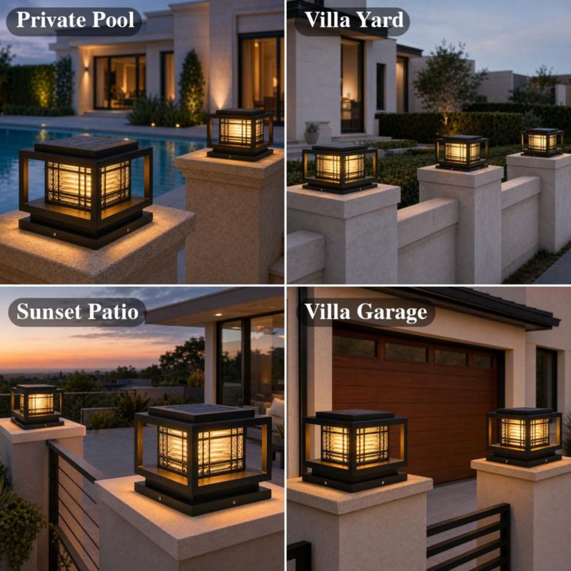 Luz de Columna Solar WENZIFI para Exterior Impermeable IP65