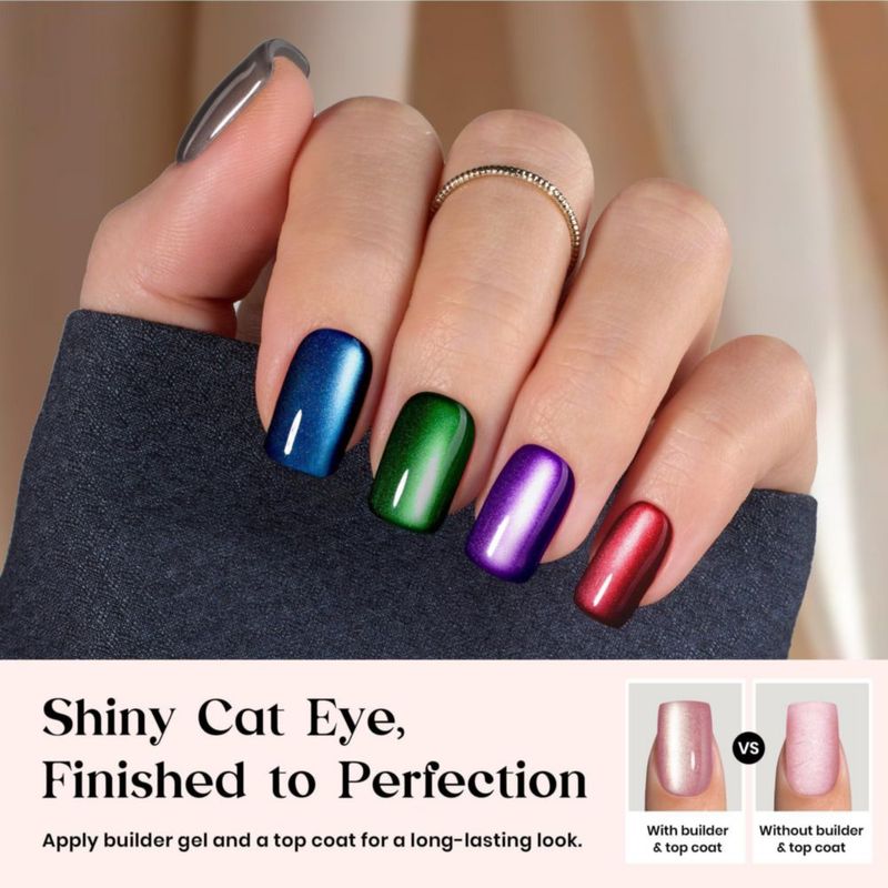 Uñas postizas Beetles Gel Polish 224 piezas – efecto cat eye