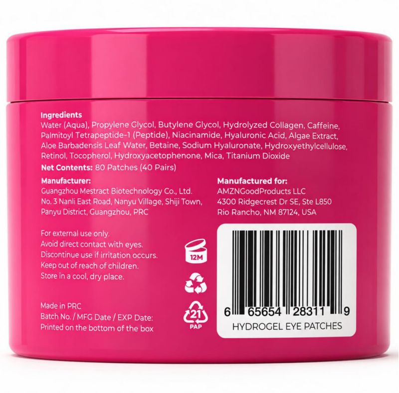 Parches para Ojos Glow Spell Colágeno Péptidos y Cafeína - 80 uds