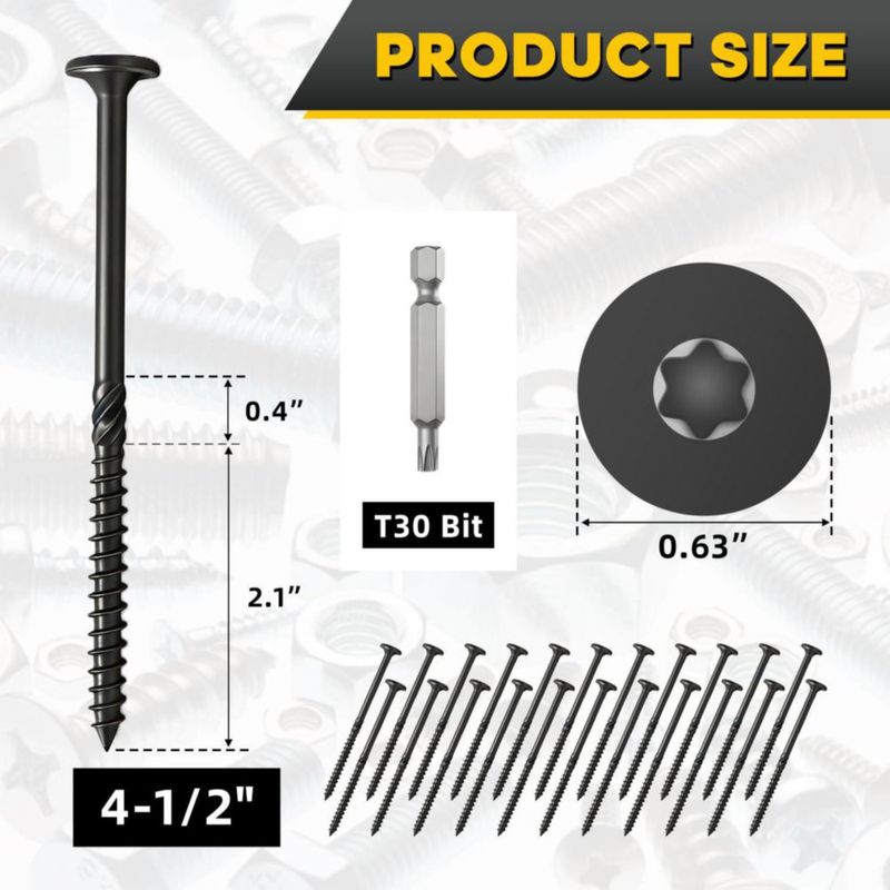 Tornillos de perno Chocikick de 11 cm negro paquete de 100 con punta T30