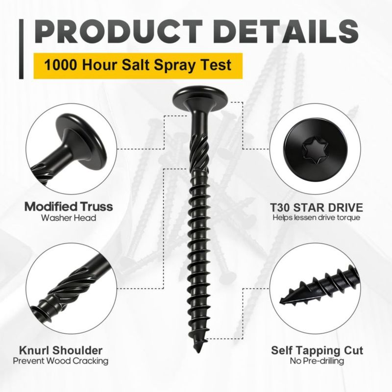 Tornillos de perno Chocikick de 11 cm negro paquete de 100 con punta T30