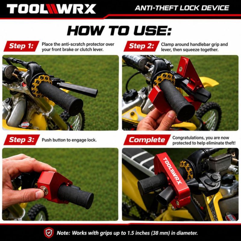 Candado ToolWRX Grip Lock 38 mm Rojo – 2 llaves