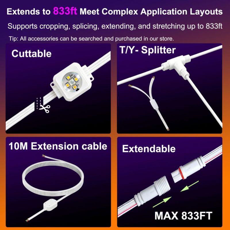 Luz de Cadena Seyxicnor 150 ft (457 m) RGBIC LED IP68