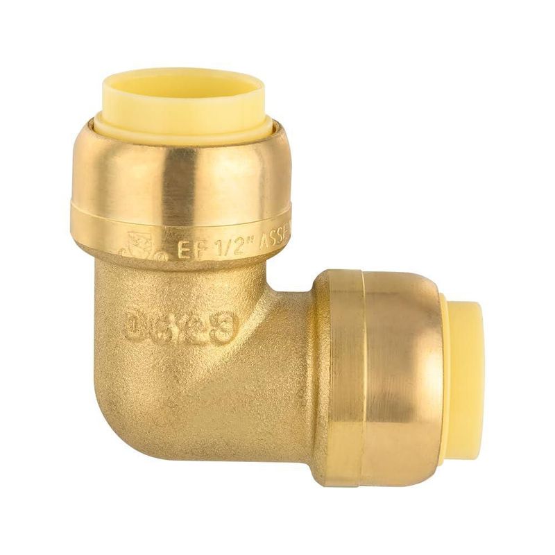 Codo push‑fit de latón DZR 1/2" 90° – Pack de 12 unidades