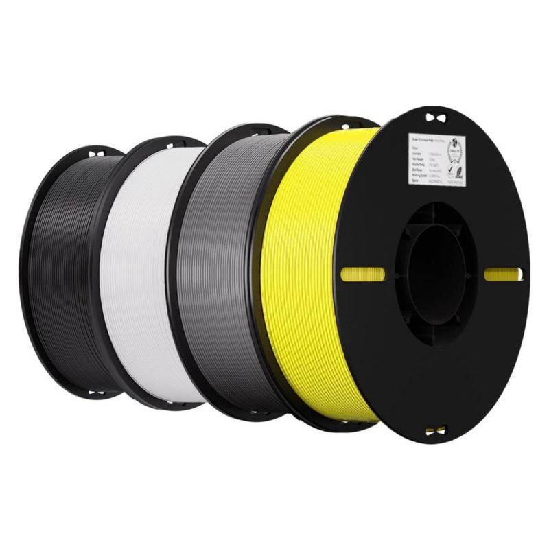 Filamento PLA Creality 175 mm – Pack de 4 (Negro Blanco Gris Amarillo)