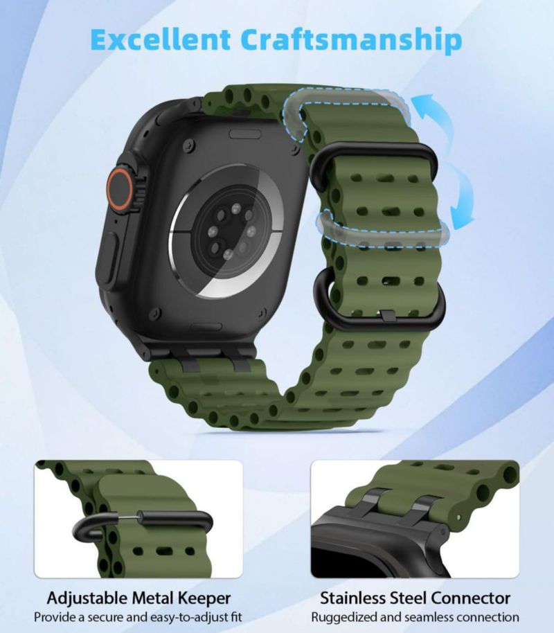 Correa de silicona impermeable MoKo 180‑215 mm para Apple Watch