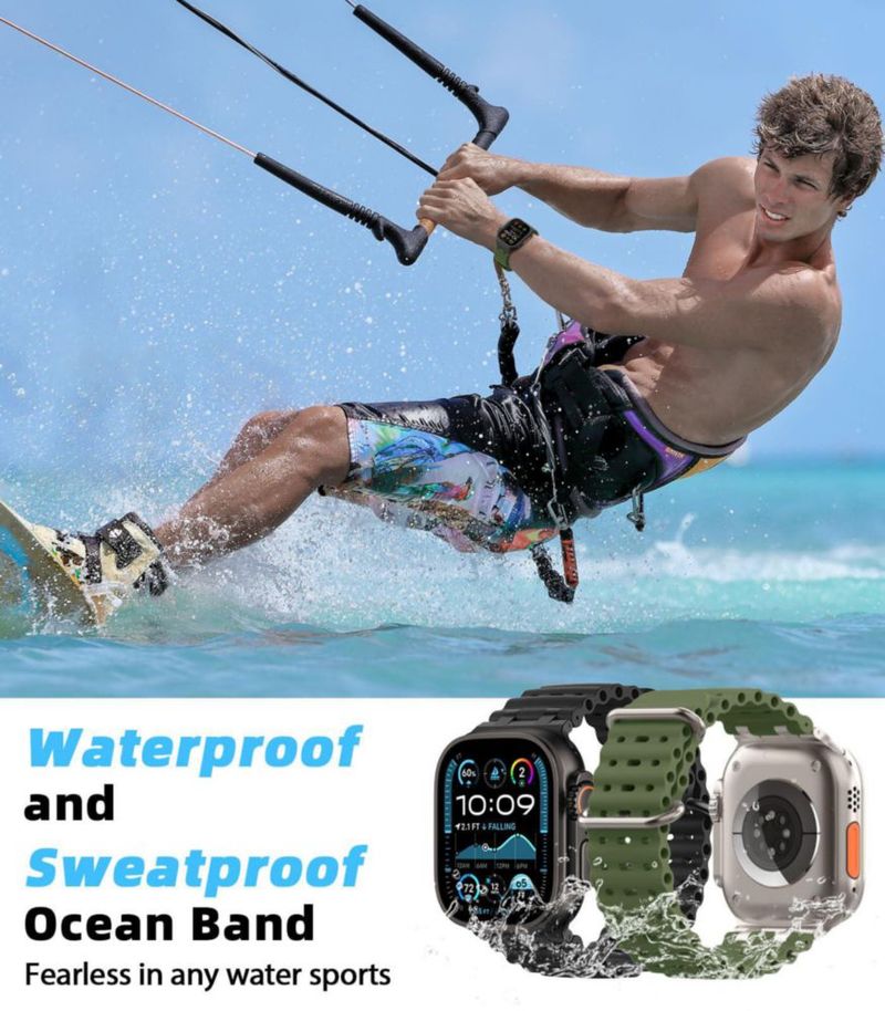 Correa de silicona impermeable MoKo 180‑215 mm para Apple Watch