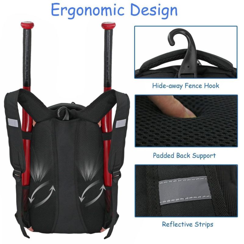 Mochila de Béisbol WOLT con Compartimento para Zapatos de 46 cm