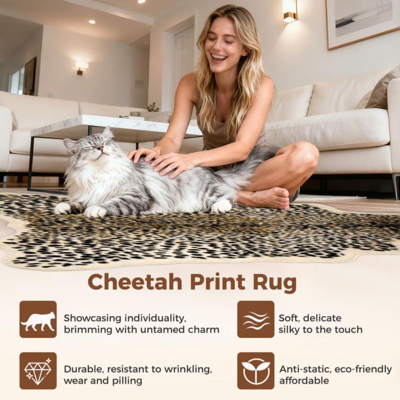Alfombra Lanmun 160x210 cm con estampado de leopardo y pelaje sintético
