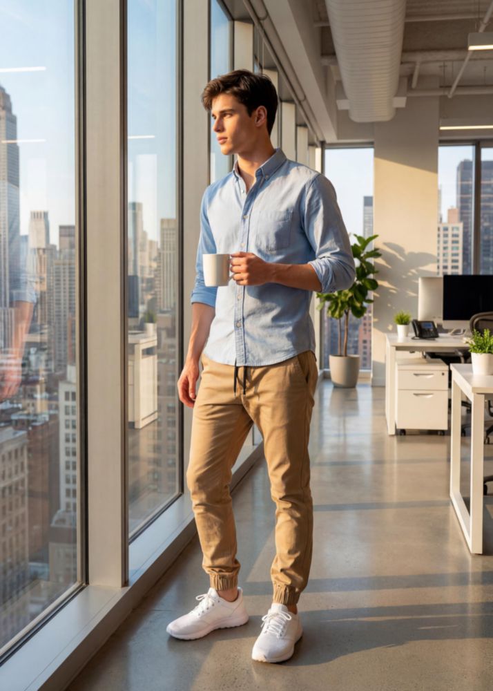 Pantalones Jogger Chino ITALYMORN XL Caqui Stretch