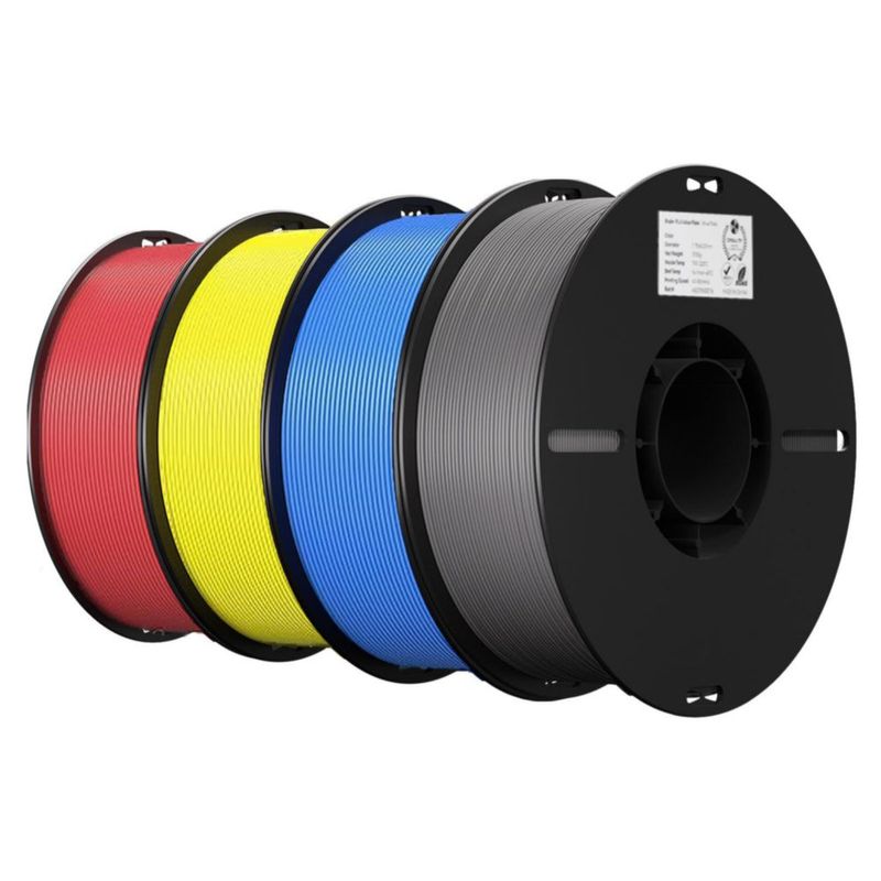 Filamento PLA Creality 4 kg (set de 4 colores: gris azul rojo amarillo)